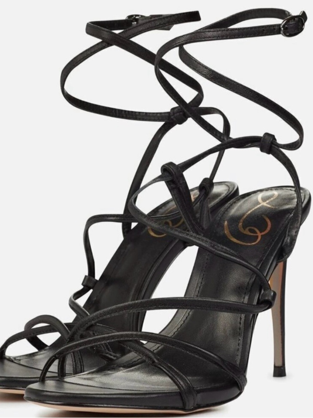 Sam Edelman Sareena Black Stiletto Heel Open Toe Ankle Strap Heeled Sandals - Picture 1 of 4